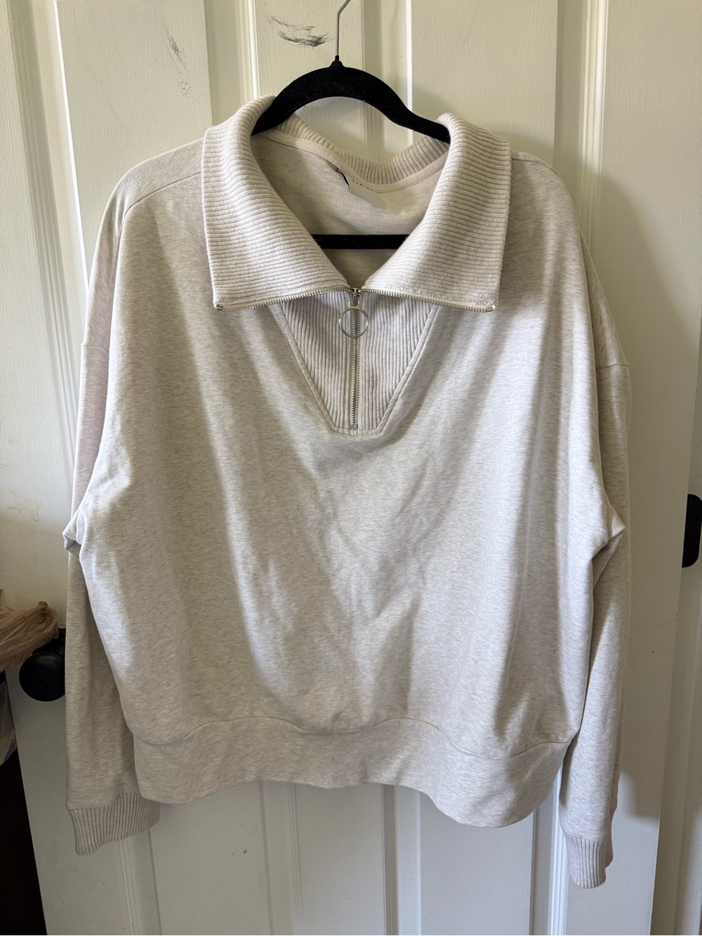 Varley Cream Quarter-Zip Cowl Sweater